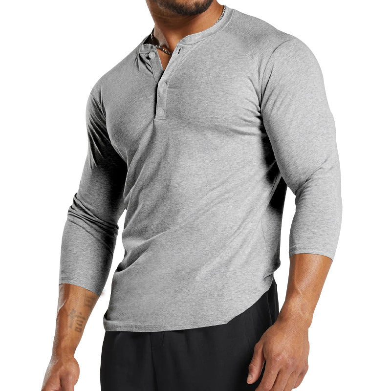 Herren Henley-Shirt Langarm atmungsaktiv Baumwolle Berlin Style