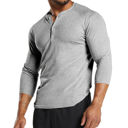 Herren Henley-Shirt Langarm atmungsaktiv Baumwolle Berlin Style