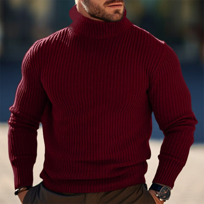 Herren Rollkragenpullover Figurformend Slim Fit Rippstruktur