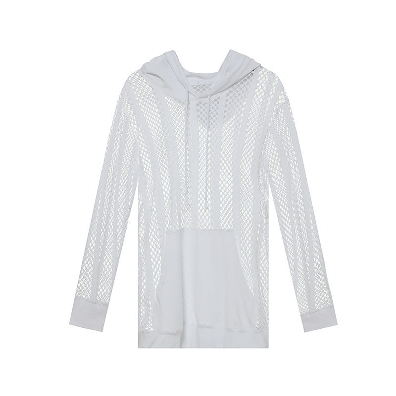 Herren Mesh-Hoodie Atmungsaktiv Kapuze Sportlich