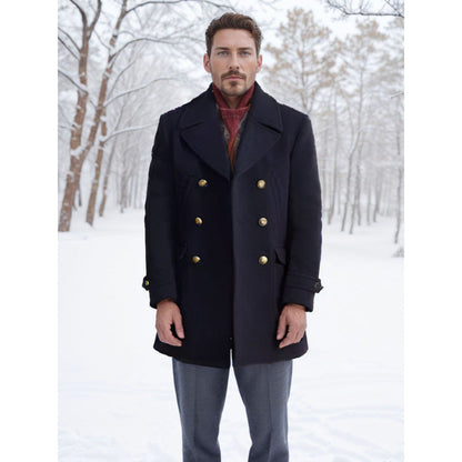 Herren Wintermantel Doppeltbreit Eleganter Langmantel