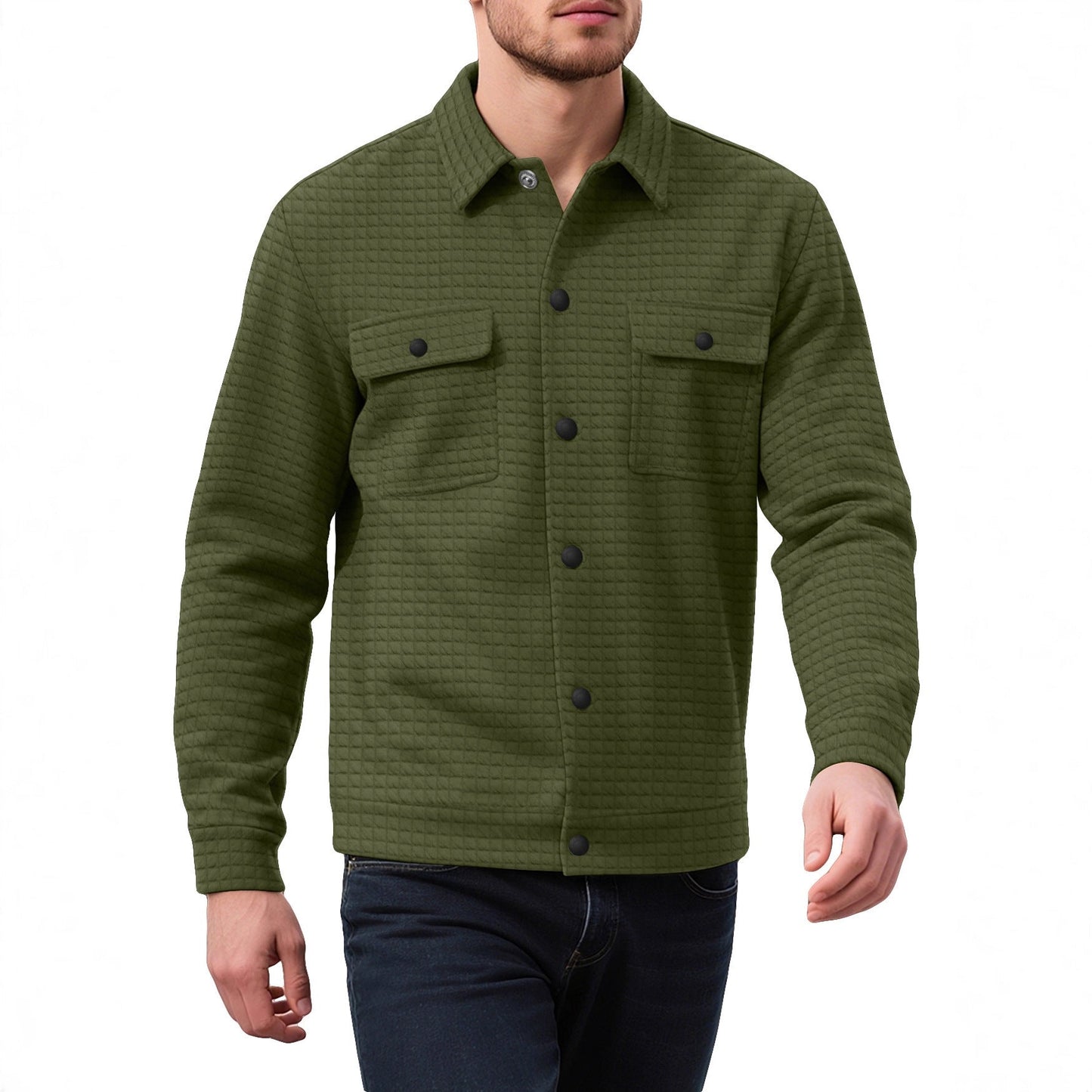 Herren Flanelljacke Lässig Mit Taschen Strukturiert