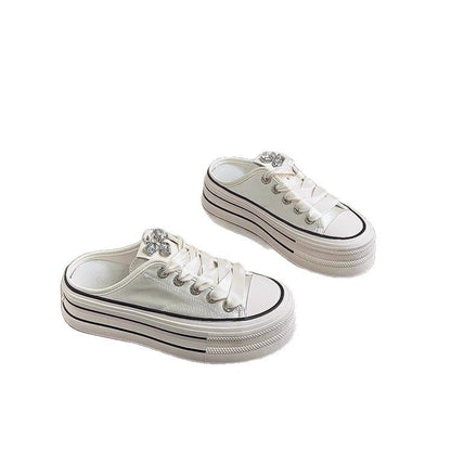 Damen Sneaker Plattform Schuhe Satin Optik Modern