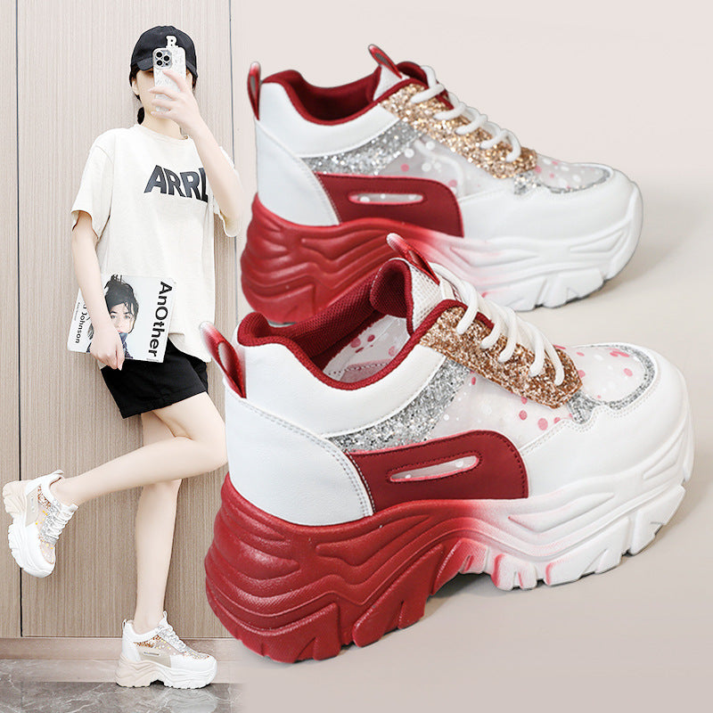 Damen Sneaker Bequem Chunky Glitzer Schuhe Modern - BerlinGlamour