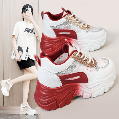 Damen Sneaker Bequem Chunky Glitzer Schuhe Modern - BerlinGlamour