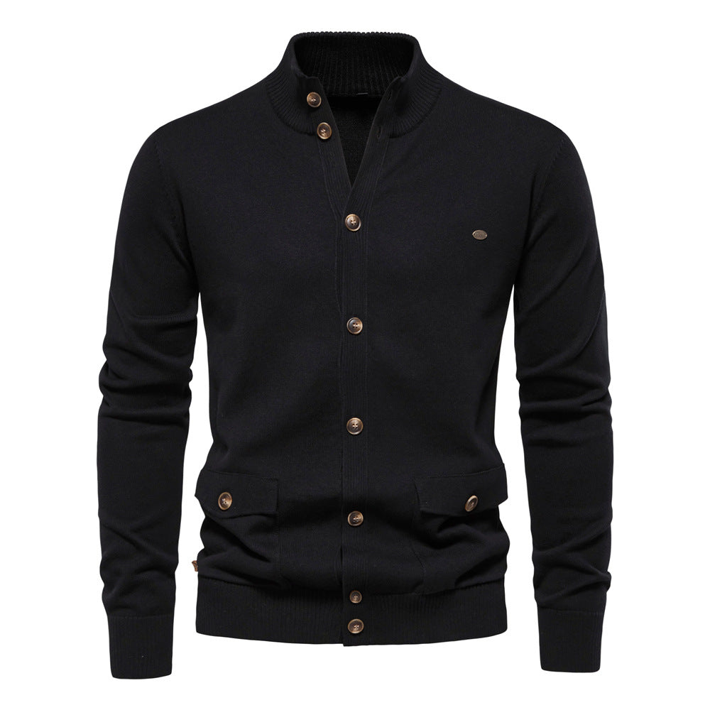 Herren Strickjacke Modern Stehkragen Knöpfe
