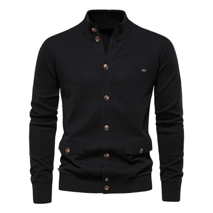 Herren Strickjacke Modern Stehkragen Knöpfe