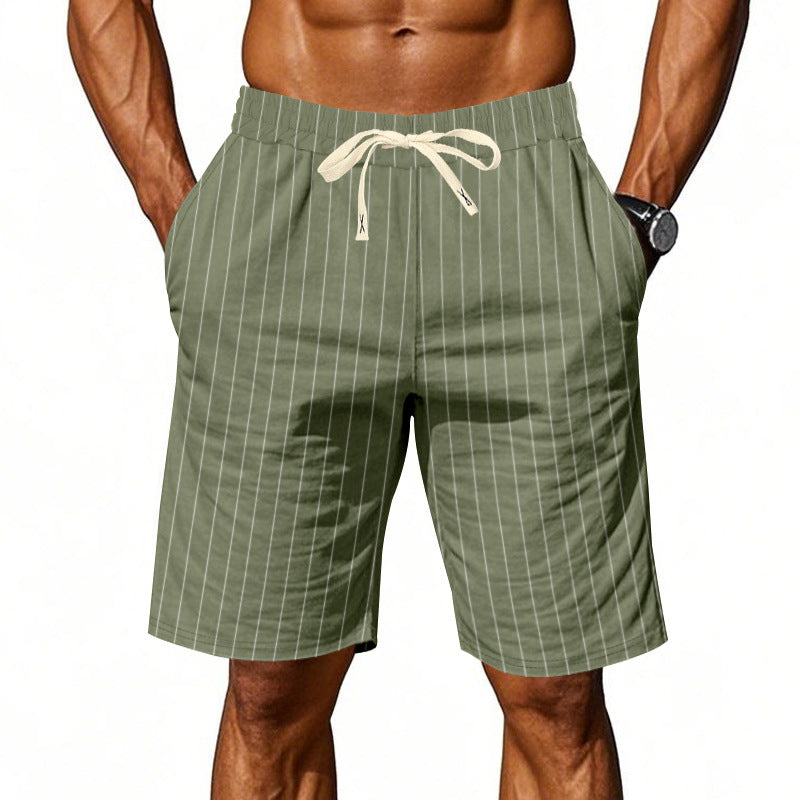 Herren Shorts mit Streifenmuster Elastisch Kordelzug Sommer