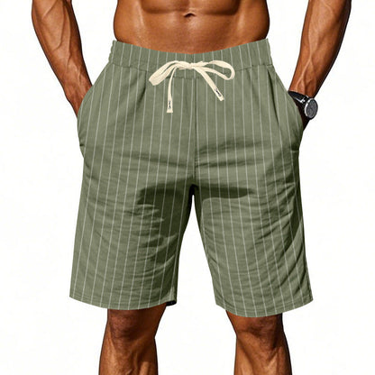Herren Shorts mit Streifenmuster Elastisch Kordelzug Sommer