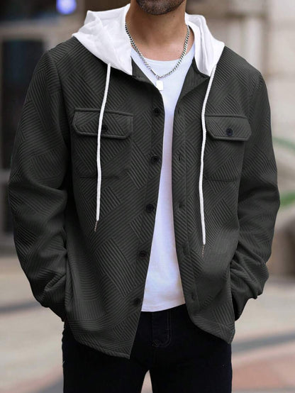 Herren Outdoor-Jacke lässig mit Kapuze und Muster