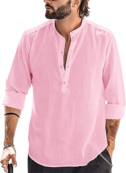 Leinenhemd Herren Lässig Knöpfe Sommer Modell