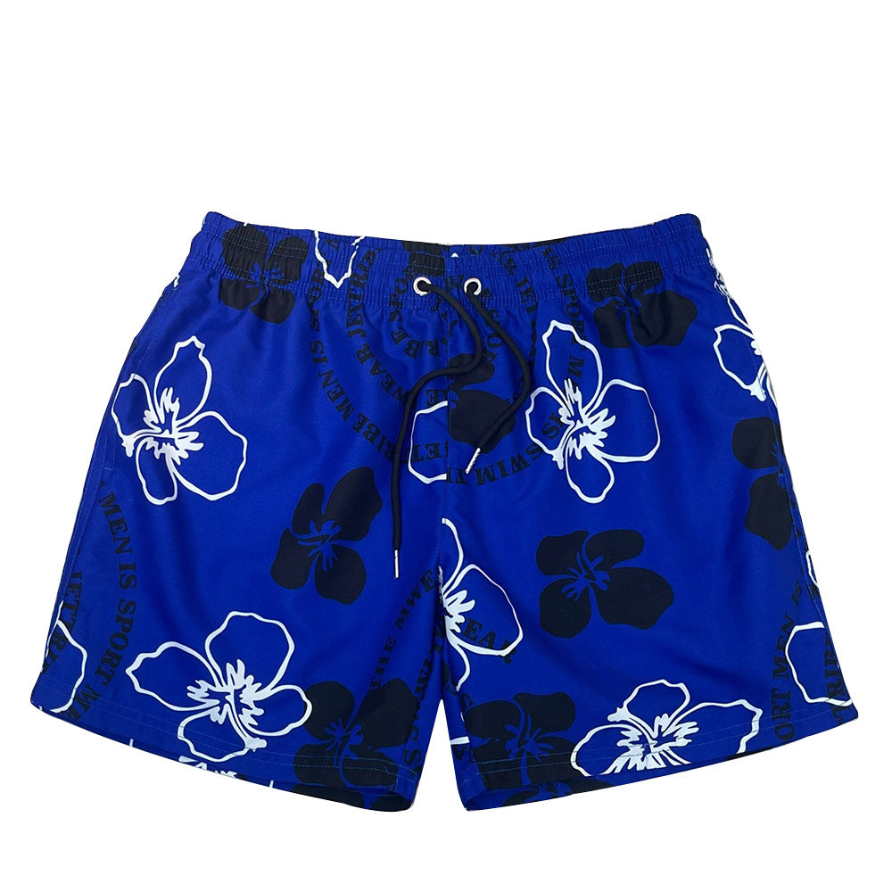 Herren Badeshorts Blumenmuster Flexibler Kordelzug