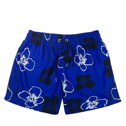 Herren Badeshorts Blumenmuster Flexibler Kordelzug