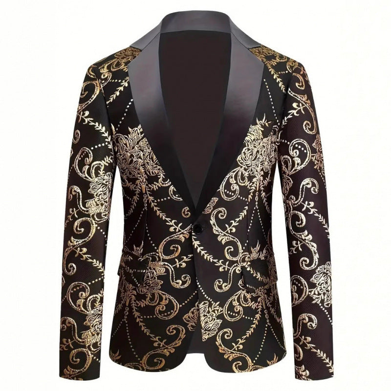 Extravaganter Herren Blazer mit floralem Muster Elegant Schwarz - BerlinGlamour