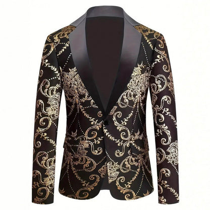 Extravaganter Herren Blazer mit floralem Muster Elegant Schwarz - BerlinGlamour