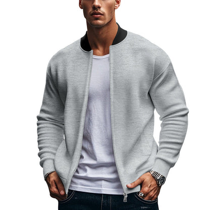 Herren Bomberjacke Sportlich Mit Taschen Schwarz