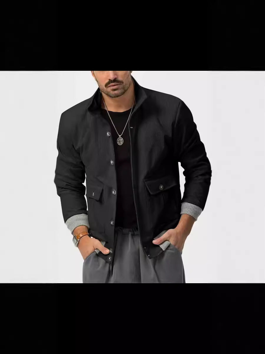 Herren Cordjacke Bequem Lässig Mit Taschen