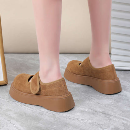 Damen Mokassinschuhe Bequem Keilabsatz Verstellbar