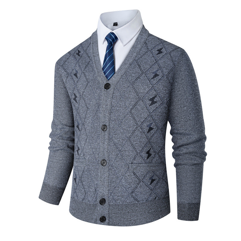 Herren Strickjacke Modern Rautenmuster Elegante Knöpfe - BerlinGlamour