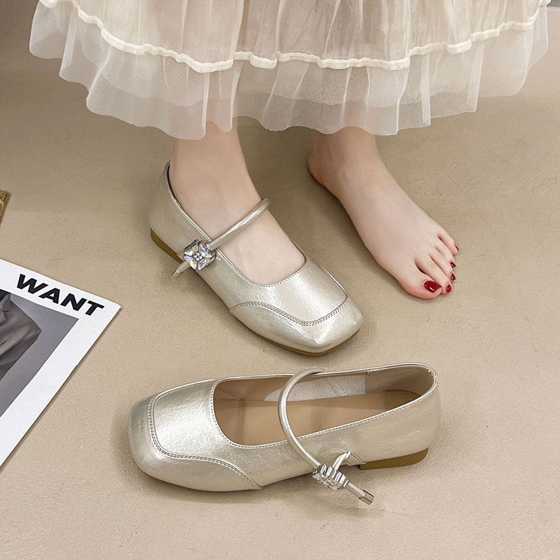 Ballerinas Damen Schmuckdetail Elegante Riemchen Schuhe