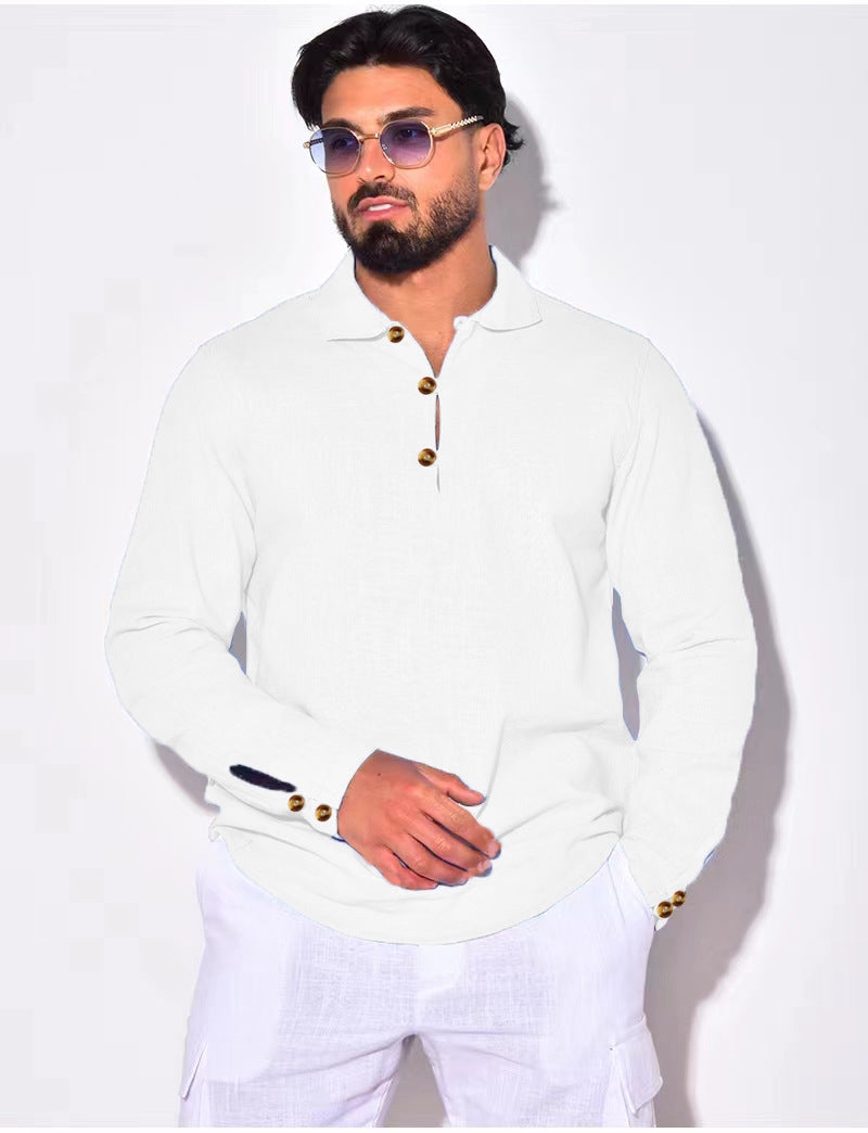 Herren Polohemd Langarm Knopfleiste Modern Berlin