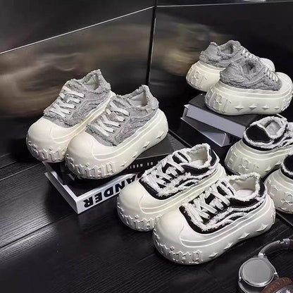 Damen Sneaker Plüschig Chunky Dicke Sohle Winter
