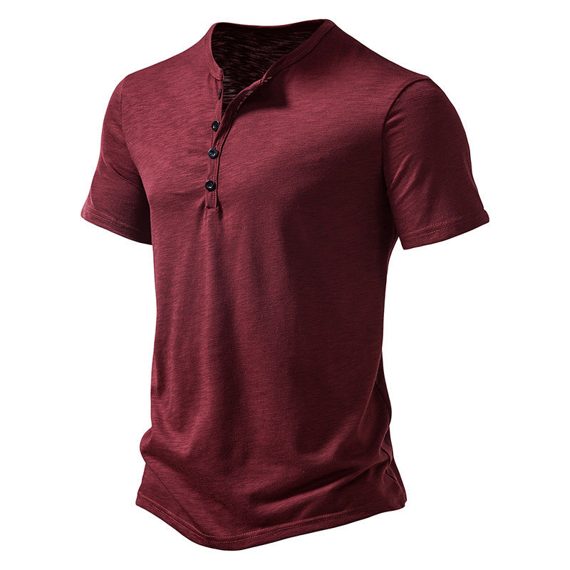 Herren Henley Shirt Kurzarm Atmungsaktiv Knopfleiste