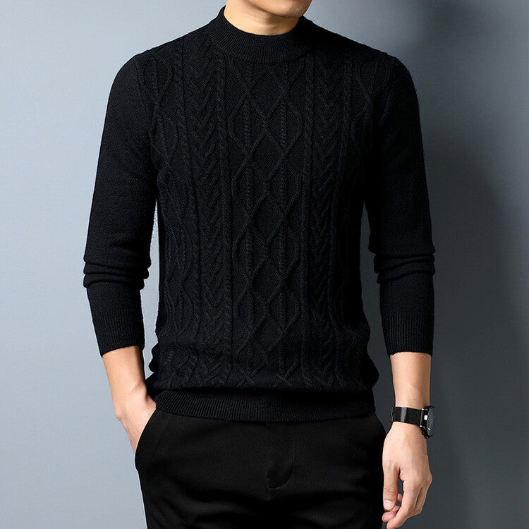 Herren Strickpullover mit Zopfmuster Grau Elegant