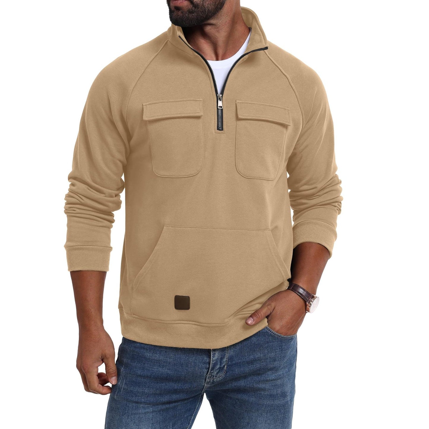 Funktionspullover Herren mit Taschen Sportlich Modern - BerlinGlamour