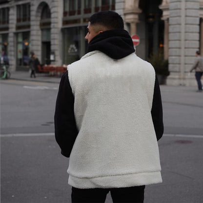 Herren Fleeceweste Teddy Soft Kragen Taschen Warm