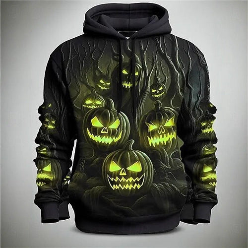 Herren Hoodie Halloween Motiv Gruselig Glitzernd