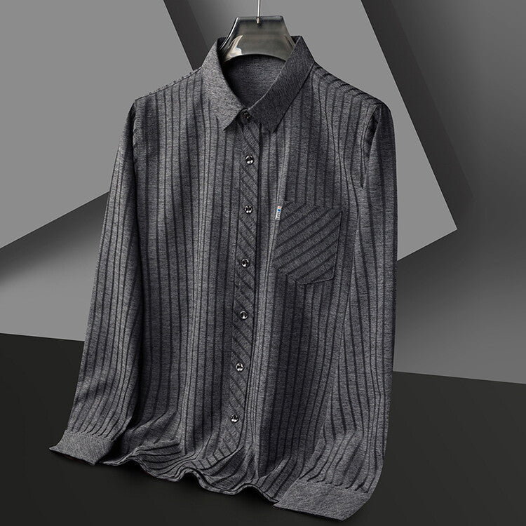 Herren Slim Fit Langarmhemd Modern Strukturiert
