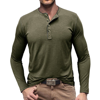 Herren Langarmshirt Komfortabel Mit Knöpfen Modern
