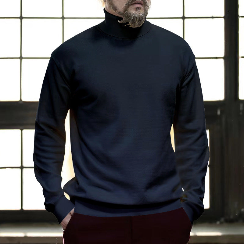 Herren Rollkragenpullover Elegantes Design Schwarz
