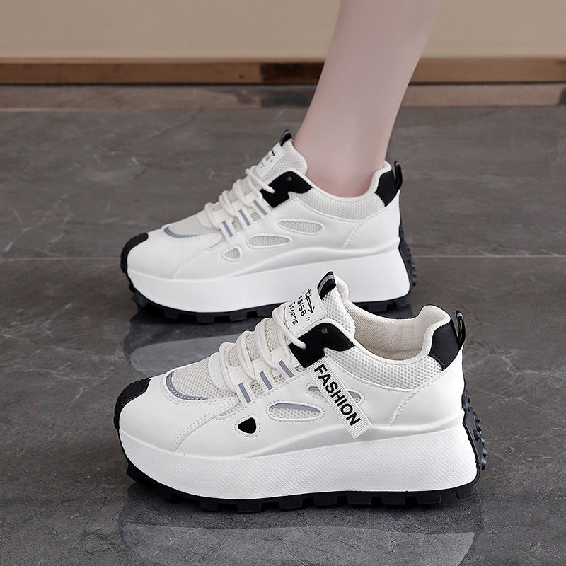 Damen Sneaker Hoch Plateau Atmungsaktiv Mesh Schwarz