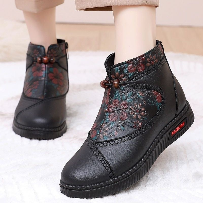 Damen Stiefel Ankle Boots Schnürverschluss Elegant Floral