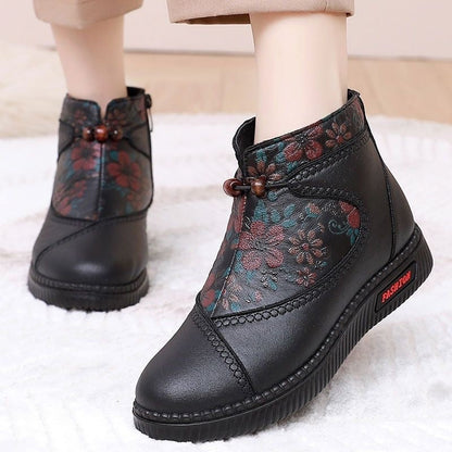 Damen Stiefel Ankle Boots Schnürverschluss Elegant Floral