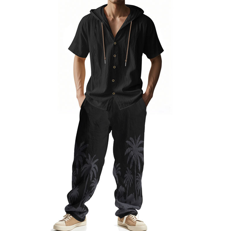 Herren Strandset Hoodie Shirt und Hose Casual Sommer