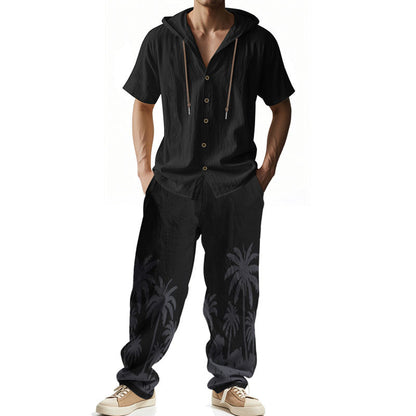 Herren Strandset Hoodie Shirt und Hose Casual Sommer