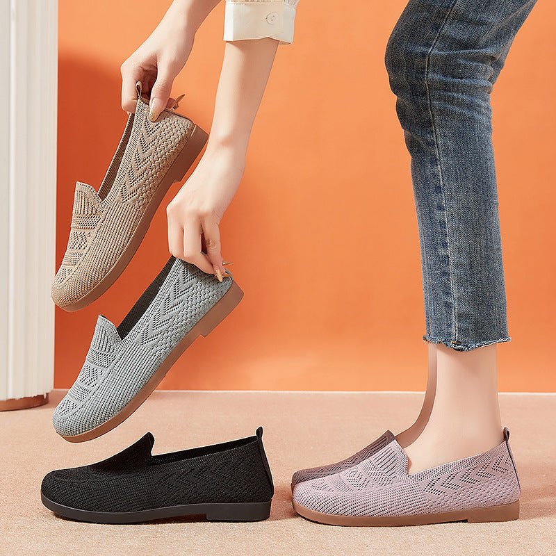 Damen Strick-Slipper Bequem Elastisch Rutschfest