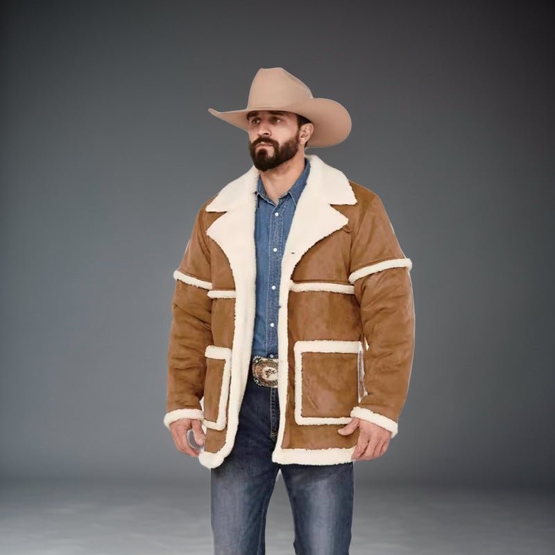 Herren Lederjacke Imitat Weich Lammfell Winter - BerlinGlamour