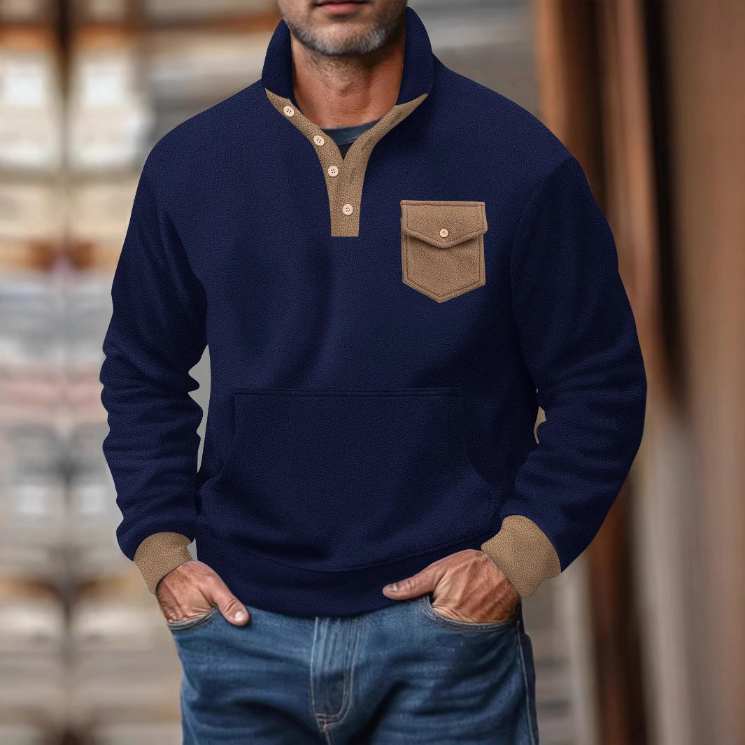 Herren Pullover Lässig mit Brusttasche Modern