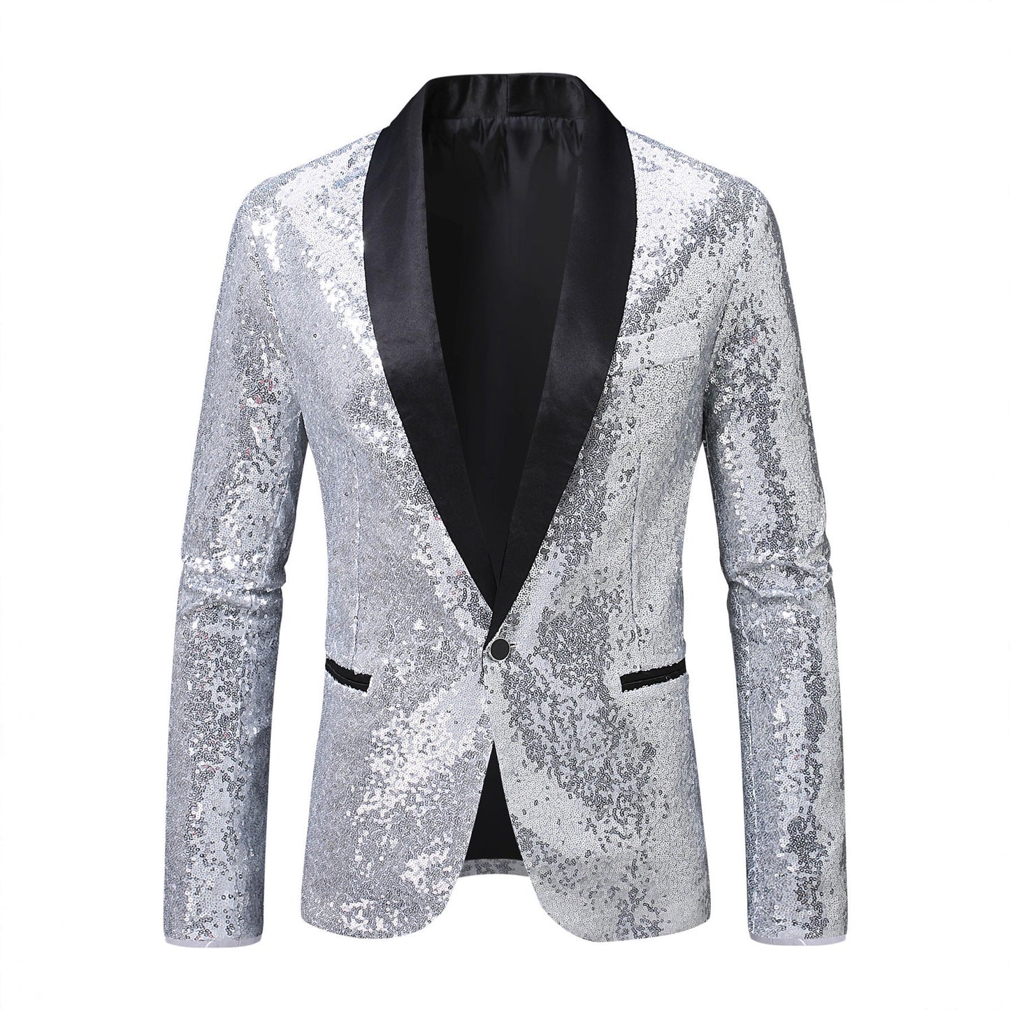 Eleganter Herren Blazer Glänzend Pailletten Revers Abendjacke - BerlinGlamour