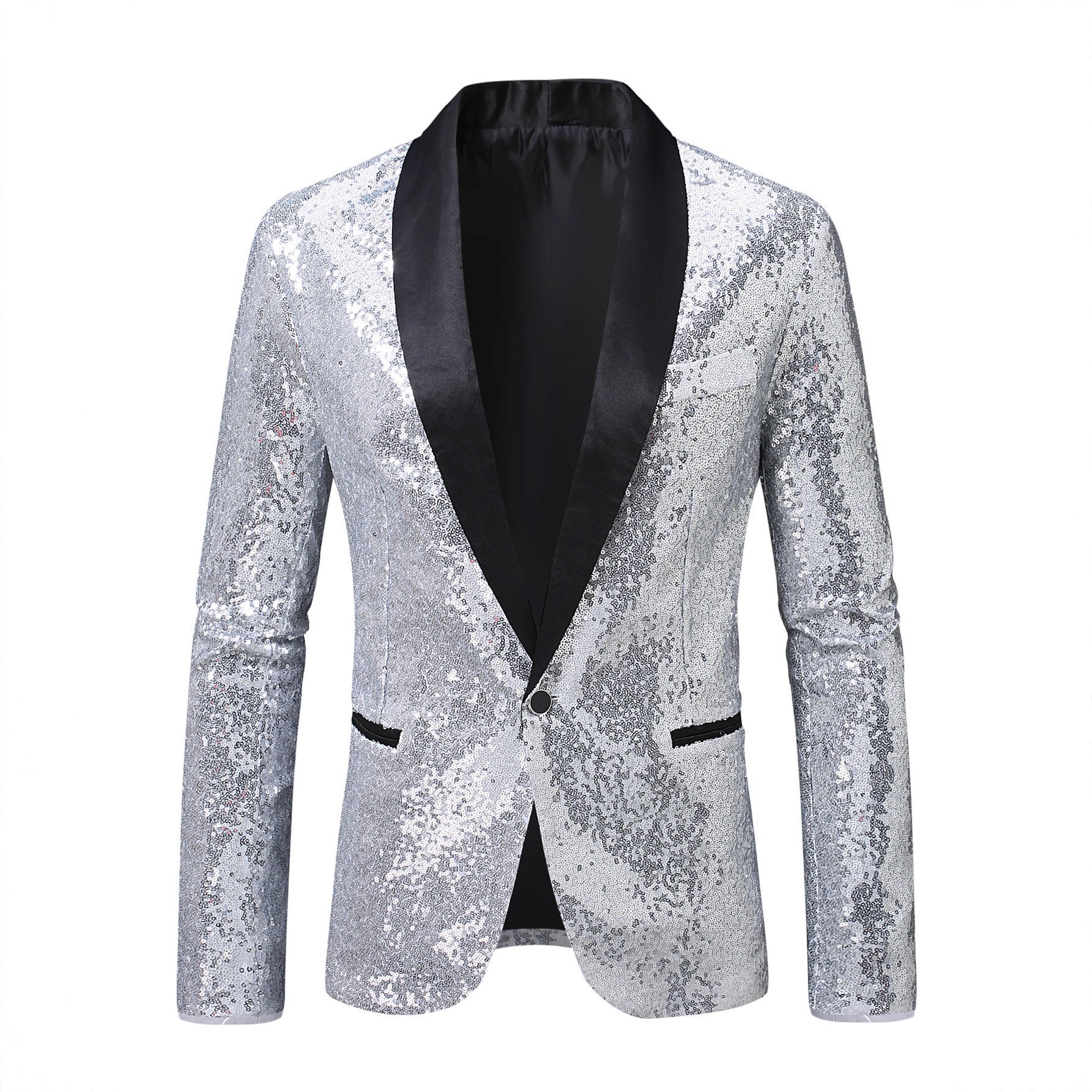 Eleganter Herren Blazer Glänzend Pailletten Revers Abendjacke - BerlinGlamour