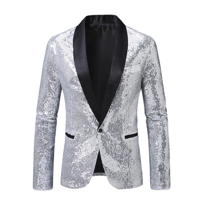 Eleganter Herren Blazer Glänzend Pailletten Revers Abendjacke - BerlinGlamour