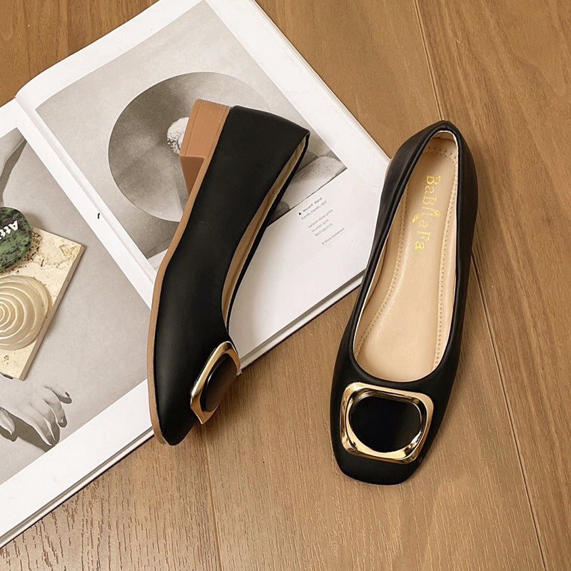 Damen Ballerinas Elegante Quadratverschluss Schuhe Modern