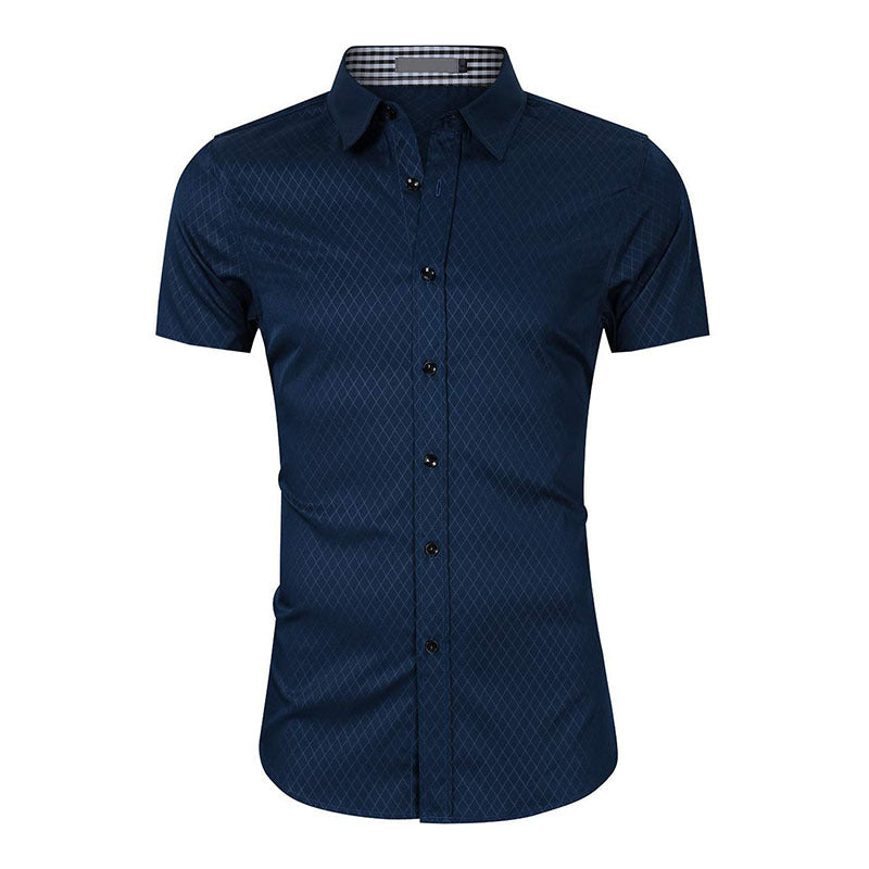 Herren Kurzarmhemden Modern mit Struktur und Slim Fit