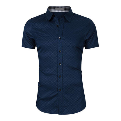 Herren Kurzarmhemden Modern mit Struktur und Slim Fit
