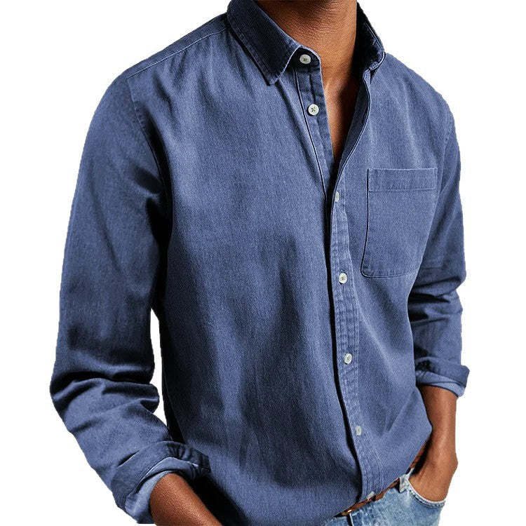 Herren Leichtes Freizeithemd Baumwolle Relaxed Fit