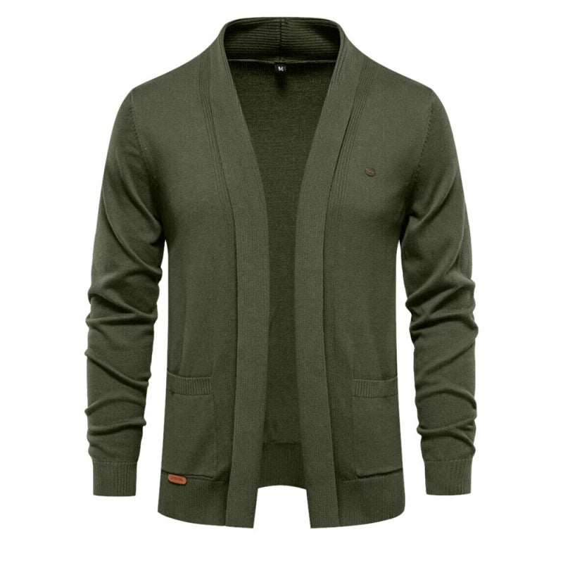 Herren Cardigan V-Ausschnitt Lässig Grau Modern
